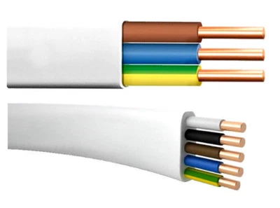 AMSLIGHT Flach Feuchtraumkabel Leitung YDYp NYM-J 3x1,5 / 3x2,5 / 5x1,5 / 5x2,5