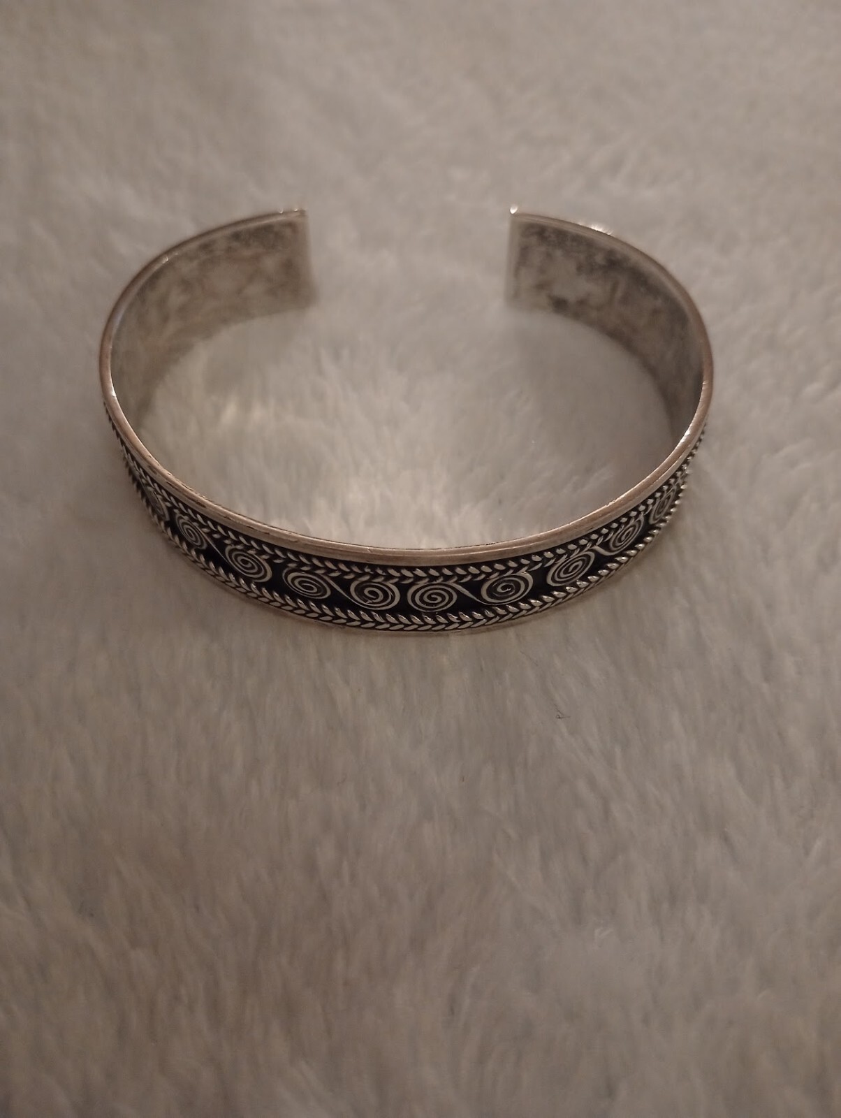 Sterling Silver Scroll Design Bangle Cuff Bracele… - image 3