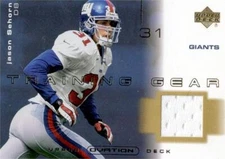 Jason Sehorn relic jersey patch football card 2001 Upper Deck Training Gear #TJS