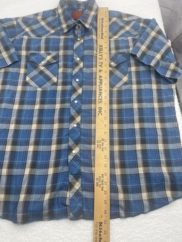 RUSTLER shirt Mens WESTERN, Size XL Short Sleeve, Vintage, Pearl Snap Button - Picture 3 of 4