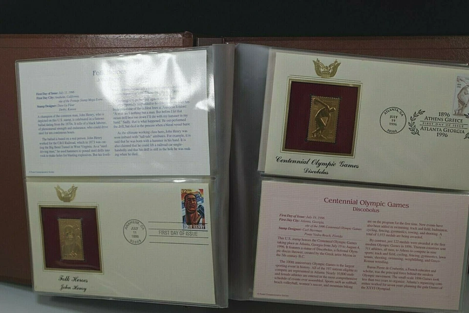 41 GOLDEN REPLICAS STAMPS ISSUES JUL 11 1996/AUG20 1998 SET 1 DAY COVER 22K GOLD - Image 2 of 4