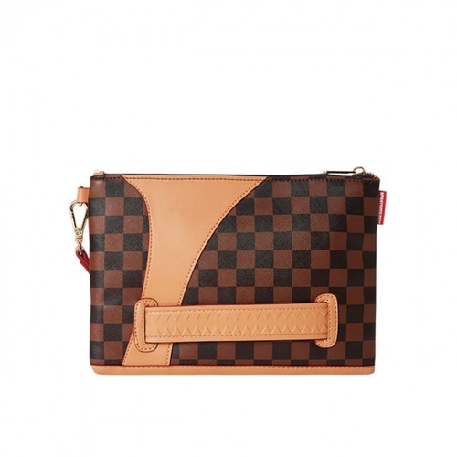 Sprayground Brown Checkered Clutch Unisex SmartPhone Purse Henny Pochette Bag - Picture 6 of 6