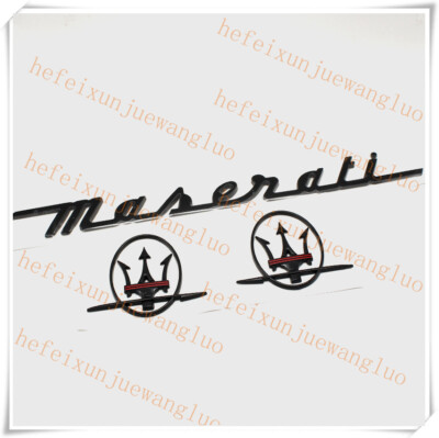 3pc Glossy Black Red letter RH&LH Side trunk Emblem Badge Set For Maserati/