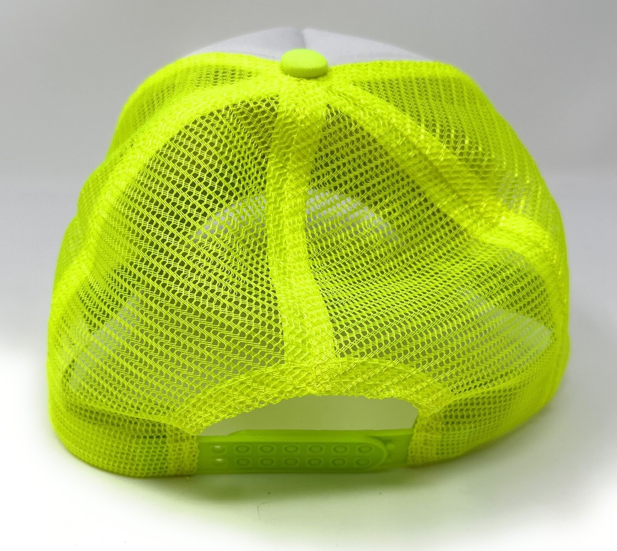 Neon Yellow & White Happy Face Trucker Hat | Smile Patch Hat
