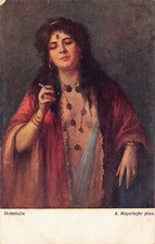 L086 Oriental Lady Smoking Ethnic 1920 A. Mayerhofer fantasy vintage postcard