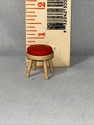 Vintage TOMY Red Top Stool For Smaller Dollhouse Home 3/4”