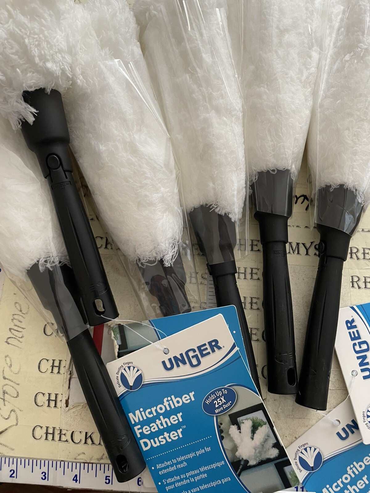6X UNGER Microfiber Feather Duster w/dusting fingers Holds up to 25% More Dust