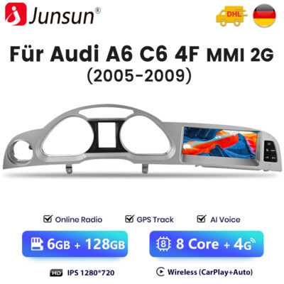CarPlay 8.8'' Android14 Autoradio GPS Nav Für AUDI A6 C6 MMI 2G 2005-2009 6+128G
