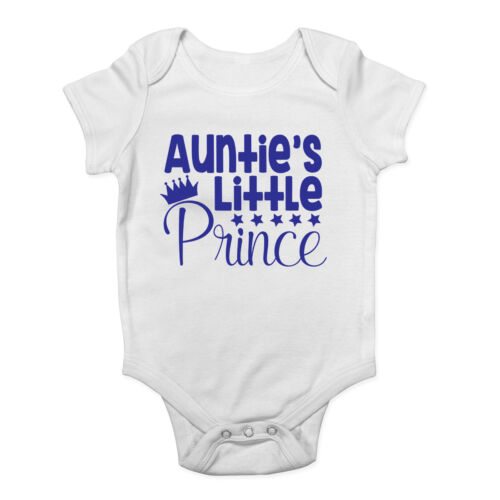 Aunties Little Prince Cute Blue Boys Baby Vest Bodysuit Baby Grow - Picture 1 of 3