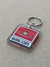 Acrylic Armed Forces Keychain Marine Corps USMC Key Chain FREE SHIPPING *NIP*