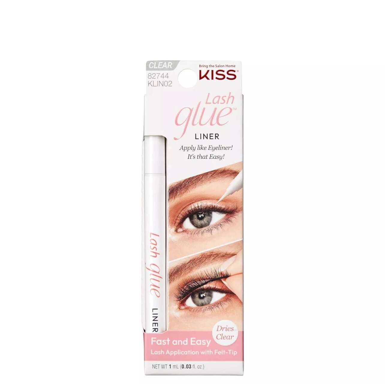 KISS Clear Lash GLUEliner, Felt-Tip Eyelash Adhesive Clear Matte Finish