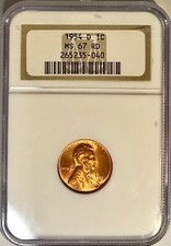 1954-D Lincoln Wheat Cent NGC MS67 Rich Lustrous Copper Red PCGS List $500.00