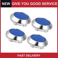 Universal 70mm Dia 6 Clips Wheel Tyre Center Hub Caps Cover Gloss Blue Pack of 4