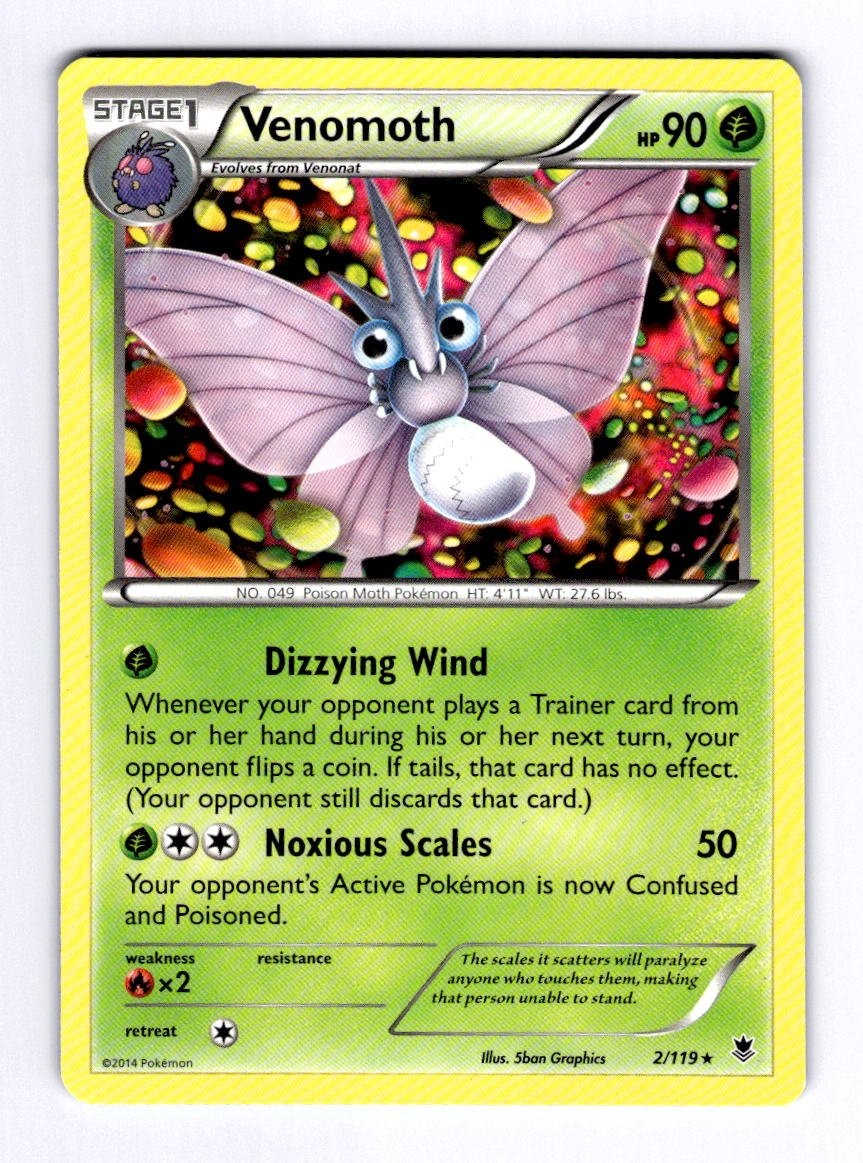 Venomoth XY - Phantom Forces #2 (2014) Rare NM Pokemon