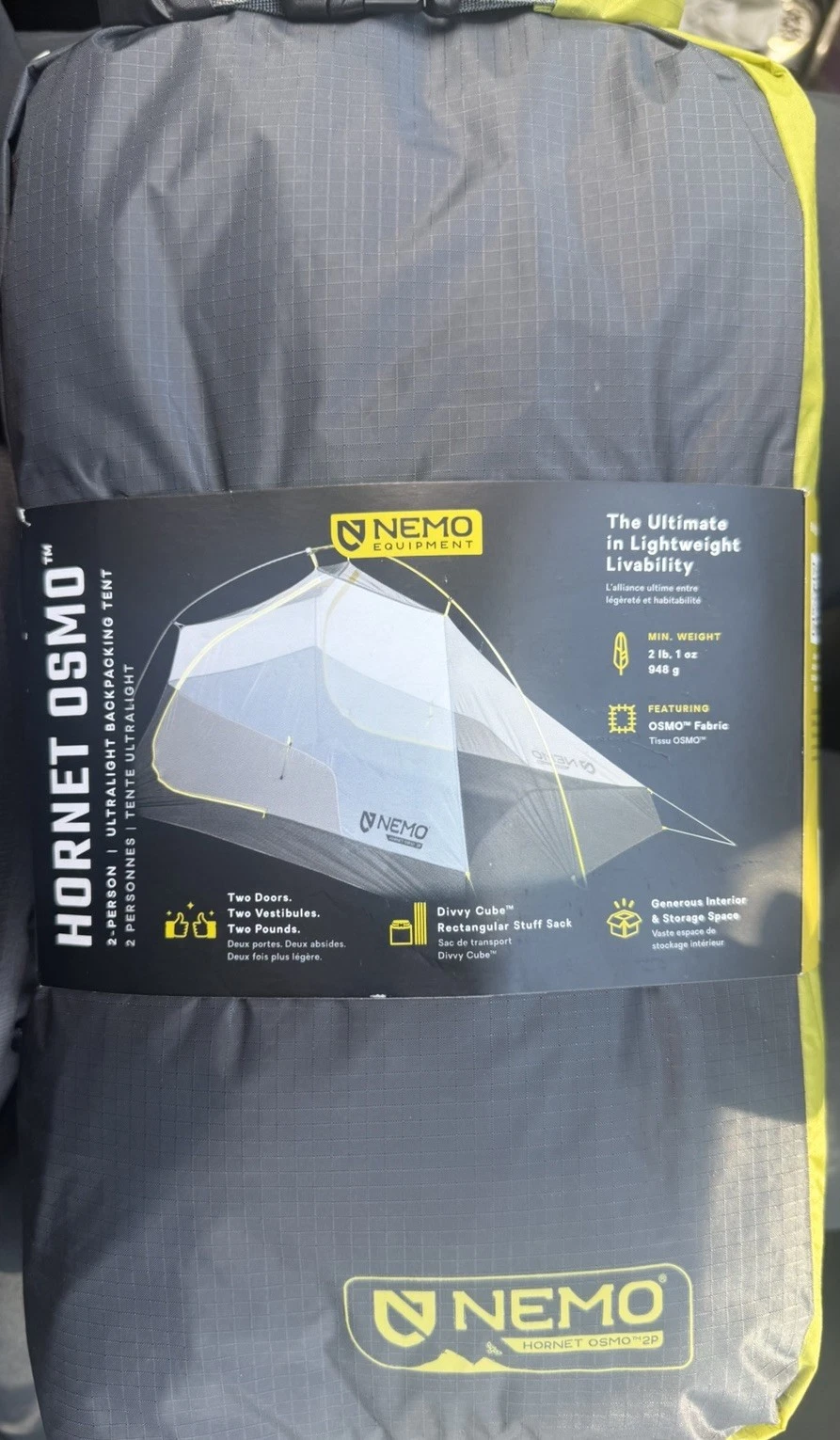NIB- Nemo Hornet OSMO 2P Backpacking Tent Birsch. New And Genuine.