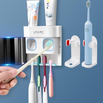 Boperzi Dustproof Cover Toothbrush Holder Wall Mounted Automatic 1 set, Black