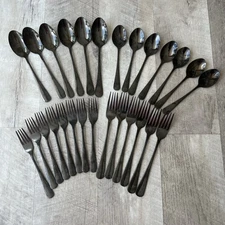Elyon Tableware Lot of 27 Flatware Reflective Black Spoons & Forks Only Modern