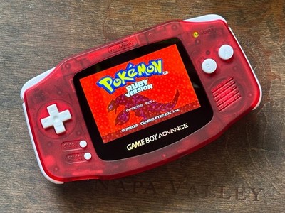 Nintendo GBA Game Boy Advance CLEAR RED & WHITE System V5 IPS LCD Console