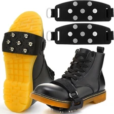 2 Pack Crampon Traction Cleats 7 Tooth Mountaineering Anti-Skid black 