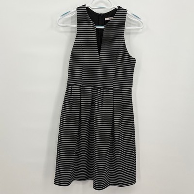 Mi Ami Francesca's Black White Striped V-Neck Fit & Flare Dress NWT Medium New