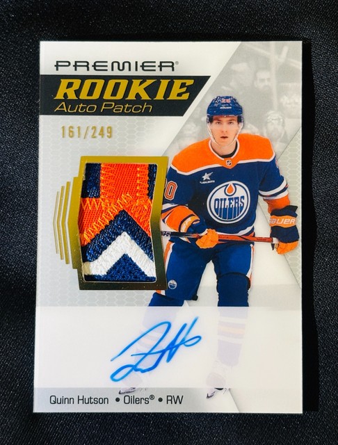 2025-26 Upper Deck Premier Quinn Hutson Acetate Rookie Auto Patch 3 CLR/249 RPA
