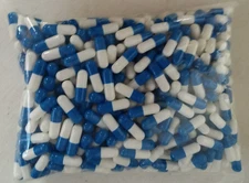 Empty Gelatin Capsules BLUE/WHITE "Size 1" - 500/pack - Lot of 3 PACKS