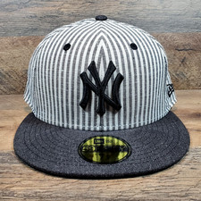 New York Yankees New Era 59FIFTY Fitted Hat 7 3/8 Seersucker Striped MLB Cap NEW