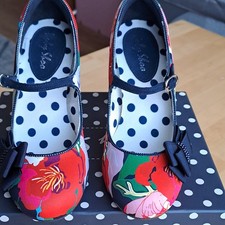 Ruby Shoo Celia Floral Mary Jane Block Heel Bow Beaded UK 5 EU 38 US 7