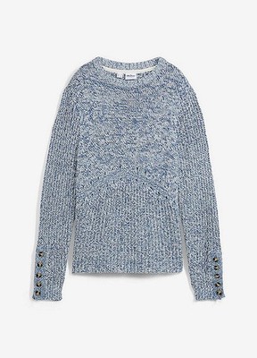 Pullover Gr. 48/50 Jeansblau Damen Langarm Strickpullover Neu