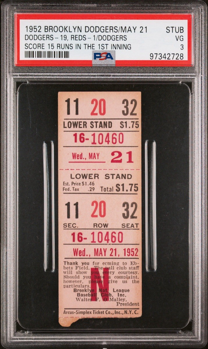 DODGERS SCORE 15 RUNS IN 1ST INNING~MLB RECORD SNIDER HR#92 TICKET