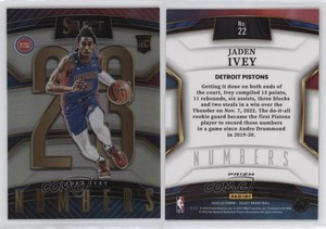 2022-23 Panini Select Select Numbers Silver Prizm Jaden Ivey #22 Rookie RC