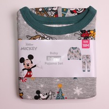 DISNEY JUNIOR MICKEY MOUSE 2 PIECE CHRISTMAS PAJAMA SET 18 MONTHS GRAY NWT