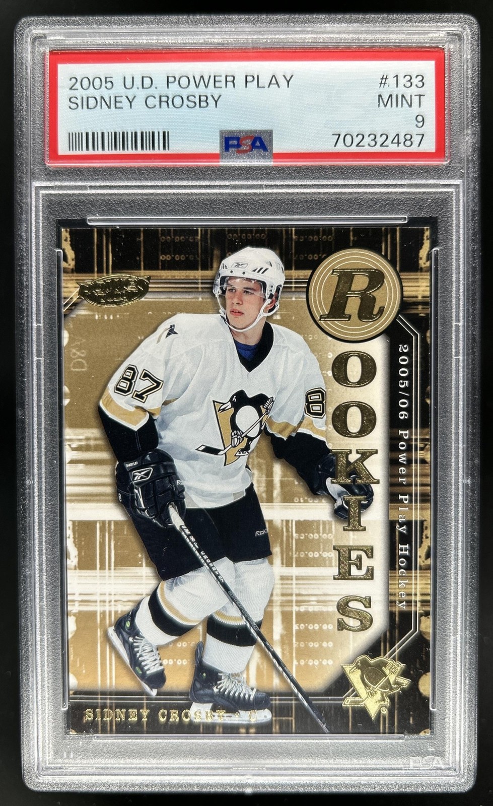 2005-06 Upper Deck Power Play Sidney Crosby Rookie RC #133 Penguins PSA 9 view 1