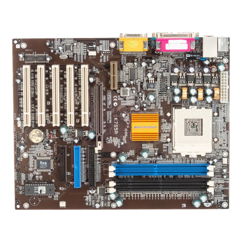 Mainboard Original New Box ECS K7S5A Socket 462 DDR + SDRAM PCI AGP ATX SiS735 - Image 2 of 3