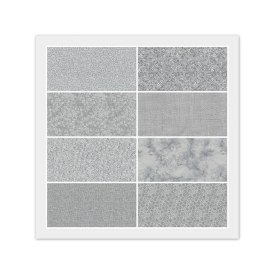 Gray FAT QUARTERS: 8) 18'' x 22 FQ Bundle, Quilting 100% Cotton Fabric