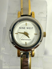 Nine West Watch Women Silver Gold Tone White Dial Dainty Quartz 19mm New Battery