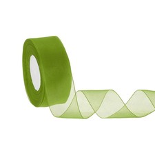 Organza Ribbon 1-1/2 Inch 50 Yards Sheer Ribbons for Gift Wrapping, Olive