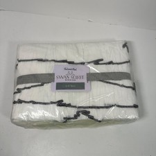 The Land Of Nod Crib Skirt Swan Soir e White Ruffle Black Trim 100 Cotton NEW