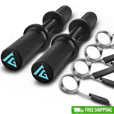 Olympic Dumbbell Handles Kit Knurled Grip Weight Training Home Gym Equipment 16"
