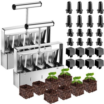 2 Set Soil Blocker, 2 Inch 4 Cell Upgraded Soil Blocking Tool for Seed Starti...