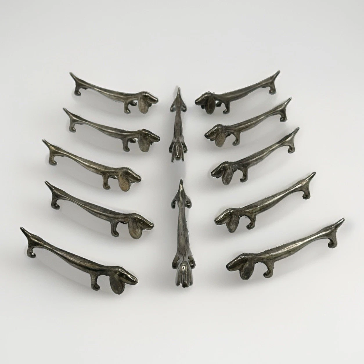 12 Porte-Couteau Chien Argenté