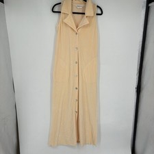 Vintage 90s Diamond Tea Velour Long Maxi Button Up Collar Orange Sleeveless Robe