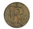 EXCAVATED CONFEDERATE "R" RIFLEMAN COAT BUTTON RECOVERED FROM GRAND ECORE