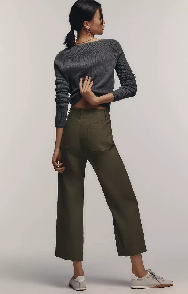 Pantalones cortos de pierna ancha The Colette Magic de tela de Maeve Dry Fern 27 - Usados 1X Foto 3 de 4