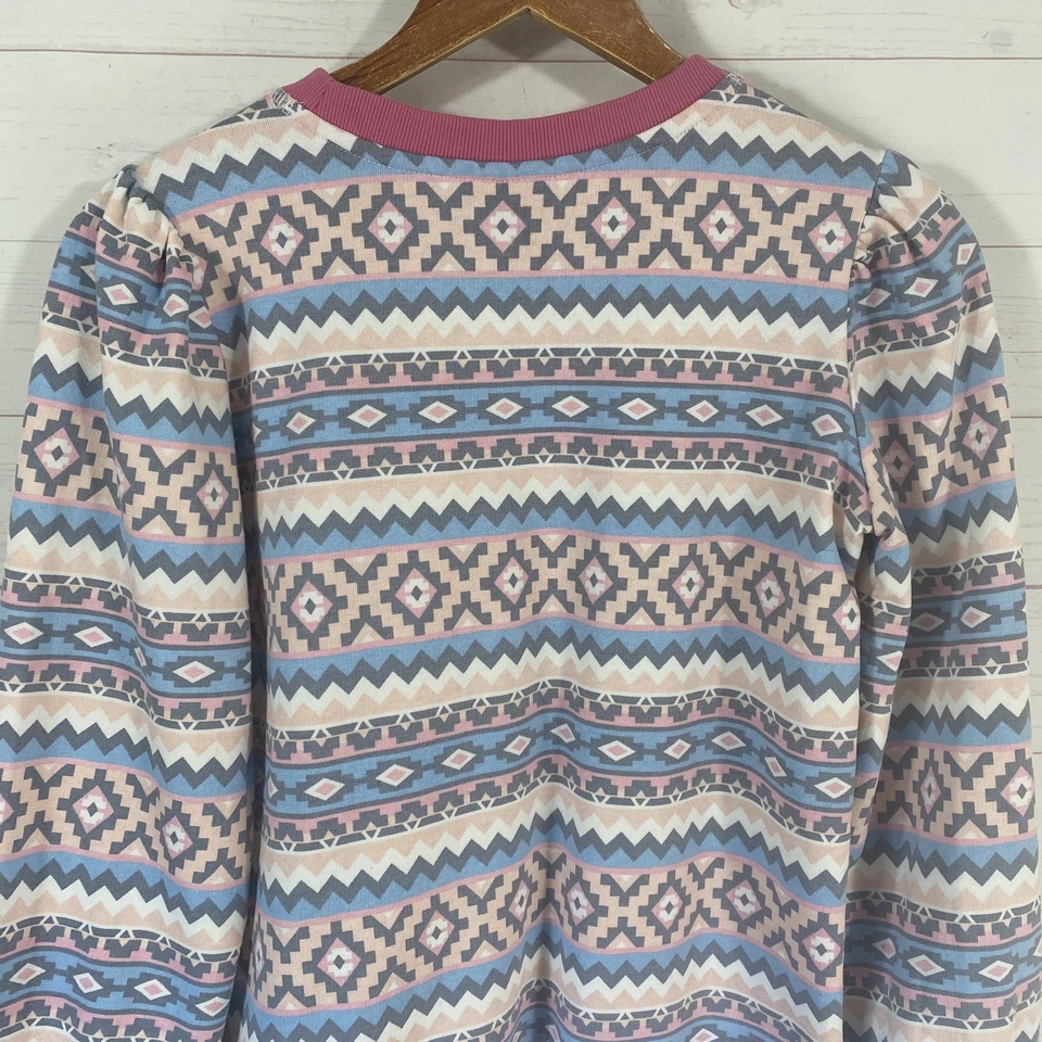 Wrangler 女孩阿兹特克印花套衫轻便运动衫,尺寸 L,粉色/蓝色 — 第 4/4 张图片