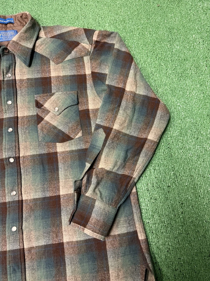 Vintage Pendleton Virgin Wool Button Down Shirt Men’s XL Long Shirt USA MARKED - Image 3 of 4