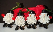 ✅4 Lot Vtg 1970's Christmas Spike Ball Figures Snowman
