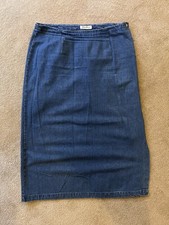 Vintage 90s/Y2K Eddie Bauer Side Button Denim Jean Midi Skirt Size 16 Petite