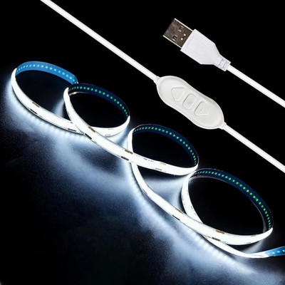 5V USB COB LED Strip Light 3.28FT White Under Cabinet TV Backlight Lamp