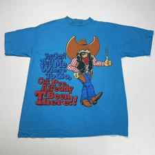 Vtg Sun Sportswear Mens Shirt XL Blue You Cant Tell Me Where To Go Bandit Punk